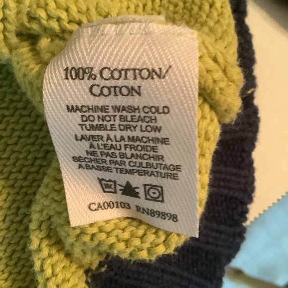 Cotton Country Sweater Lime Green/Blue Size Medium - Picture 4 of 8